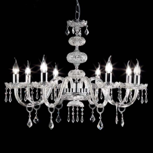 Lampadario sospeso DALLAS D87 cm in cristallo con finiture cromo 8 luci