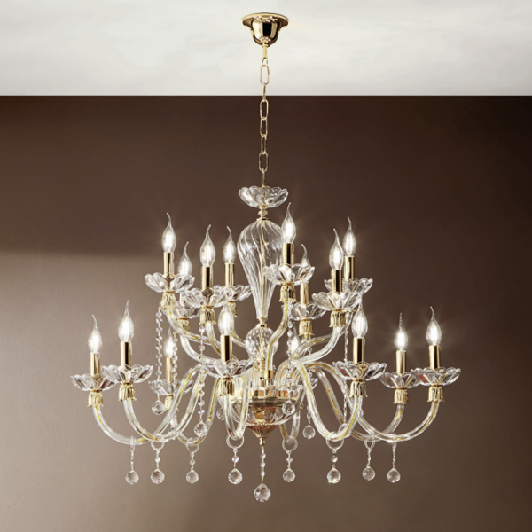 ROXANNE hanging lamp in handmade blown glass 16 LIGHTS D96 cm