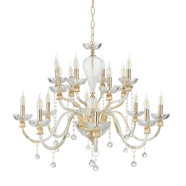 ROXANNE hanging lamp in handmade blown glass 16 LIGHTS D96 cm