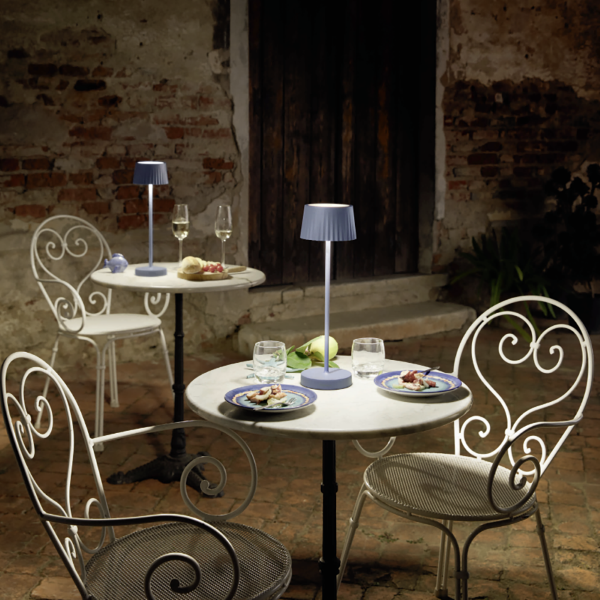 Lampe à poser LED sans fil rechargeable USB tactile MACAO Bleu avion 12x38 cm