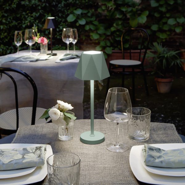 Wireless touch USB rechargeable 12x38 cm LED table lamp FIJI Sage green