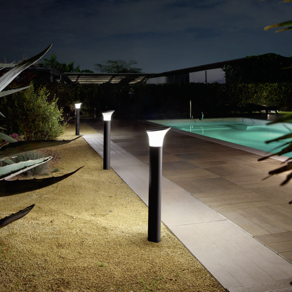 ARES bollard in BLACK painted aluminum H50