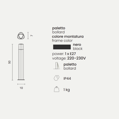 Poste para POU de exterior en aluminio NEGRO H50 cm