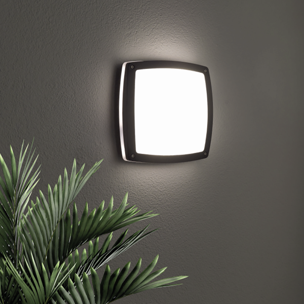 PARIS outdoor wall lamp in BLACK aluminum 30x30 cm