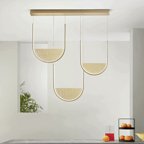 Lustre Suspension Nordique 3 Lumières En Verre - Forme Pétales De Lotus, Réglable, Pour Salle à Manger, Bar