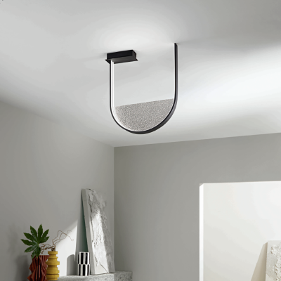 Lámpara de techo LOTUS con inserto extraíble de vidrio granulado AHUMADO 55x47 cm