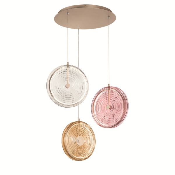 Lampada a sospensione 60 cm JOKEY 3 Luci in metallo e vetro decorato MULTICOLOR