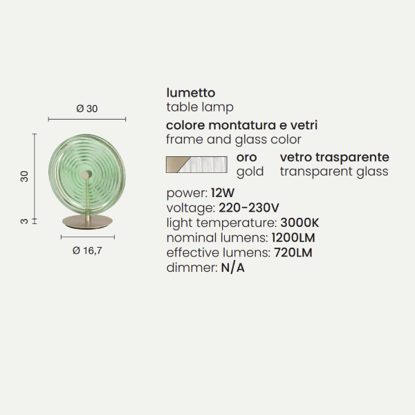 Lámpara de mesa LED JOKEY de cristal decorado transparente 30x33 cm