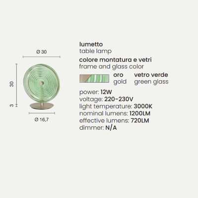 Lámpara de mesa LED JOKEY de cristal decorado Verde 30x33 cm