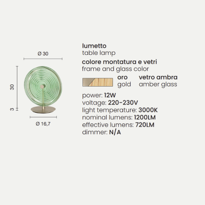 JOKEY LED table lamp in decorated glass Amber 30x33 cm
