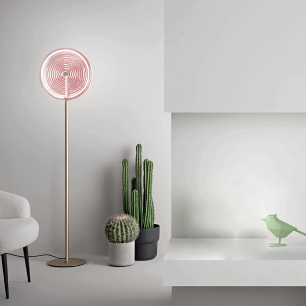 JOKEY Stehleuchte aus PINK dekoriertem Metall und Glas H170 cm