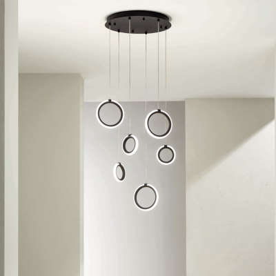 Lampada a sospensione in metallo verniciato 6 Luci NERO 45 cm a Led PINTA