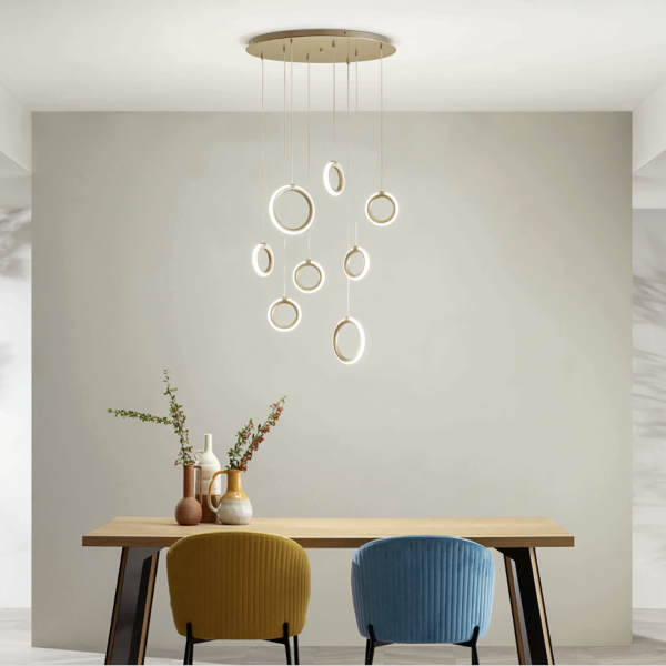 Lampe à suspension en métal peint avec 8 lumières LED OR PINTA 60 cm