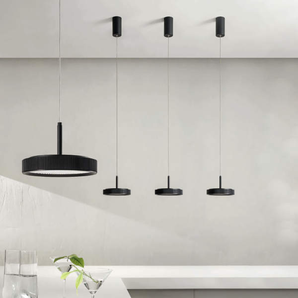 Suspension NINA en métal peint noir, 1 lumière LED D19 cm 