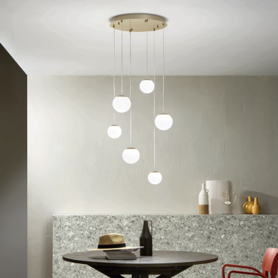 SANTOS Suspension en métal peint doré avec 6 lumières LED 45 cm