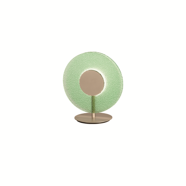 Lumetto a LED CANDY 30x33 cm in metallo Oro e vetro graniglia Verde