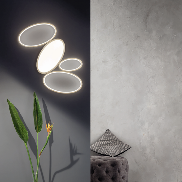 Plafón LED RICE de metal y difusor acrílico Big Gold 83x57 cm