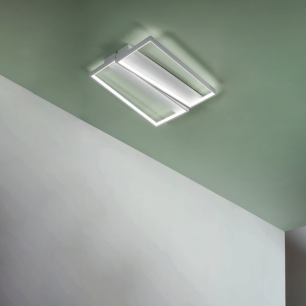 Plafoniera Led 50x46 cm SQUARE in metallo Bianco e diffusore polimerico