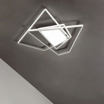 Plafón LED GALAXY de metal plateado y difusor acrílico 84x77 cm