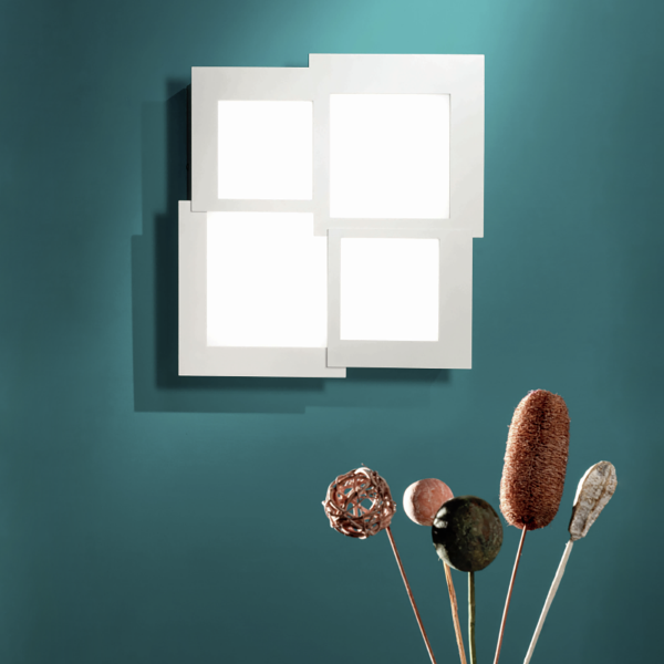 Plafón LED de metal blanco y PASSPARTOU difusor acrílico 57x57 cm