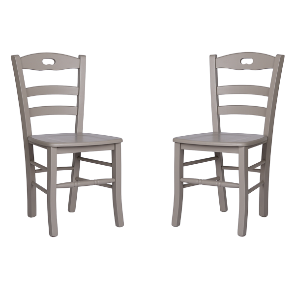 Küchenstuhl mit Holzsitz LOIRE Lackiert Taubengrau SET 2-TLG