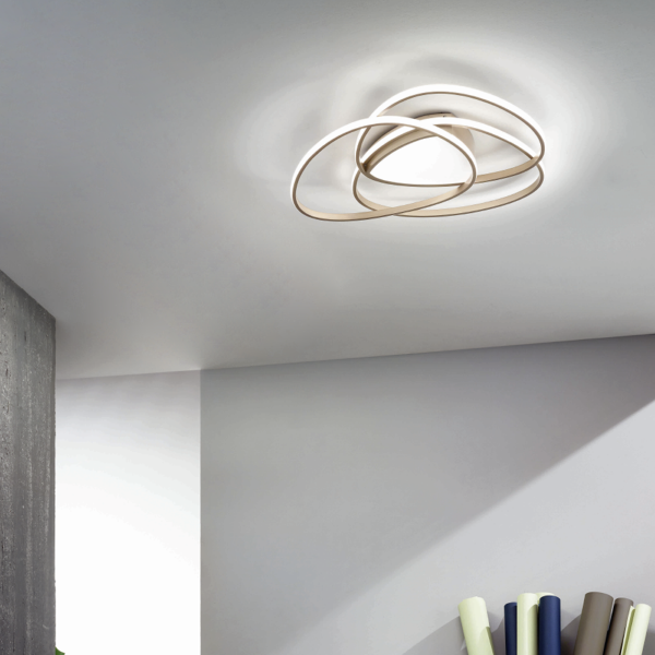 Plafoniera Led ROSE dimmerabile in metallo verniciato Oro D76 cm