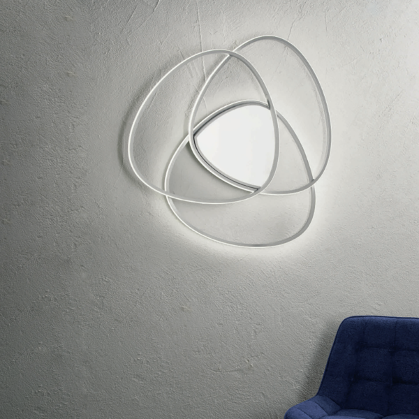 Plafoniera Led ROSE dimmerabile in metallo verniciato Argento D64 cm