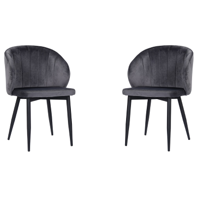 Fauteuil rembourré en velours avec pieds en métal MATILDE GRIS SET 2 PIECES