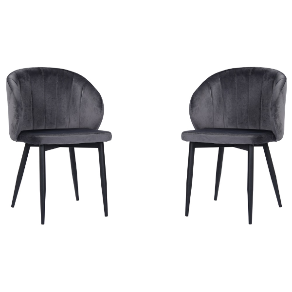Fauteuil rembourré en velours avec pieds en métal MATILDE GRIS SET 2 PIECES