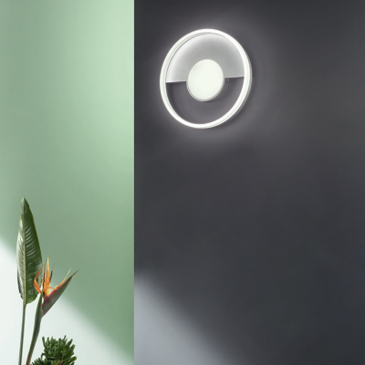 Plafón de metal plateado con difusor perimetral LED ELISA D50 cm