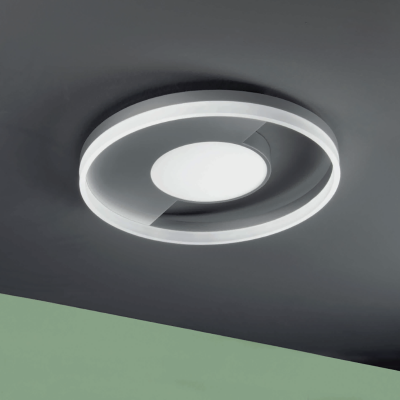 Plafoniera in metallo Argento con diffusore perimetrale D40 cm Led ELISA