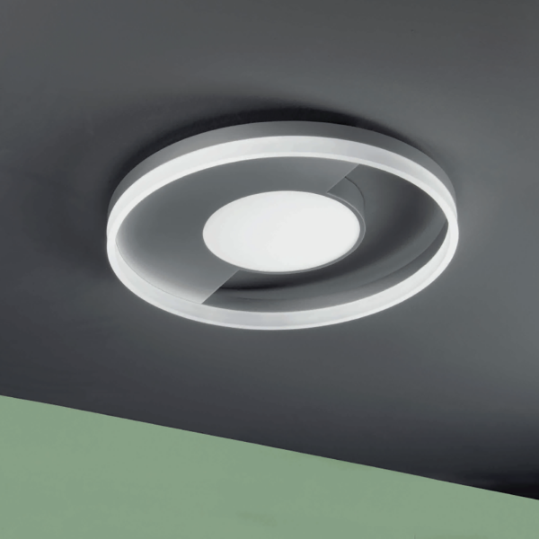 Plafoniera in metallo Argento con diffusore perimetrale D40 cm Led ELISA