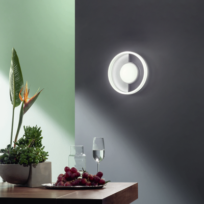 Plafón de metal plateado con difusor perimetral LED ELISA D30 cm