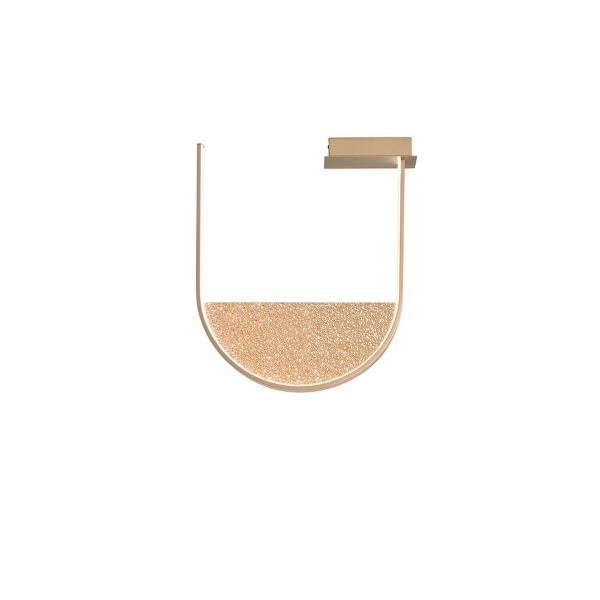 LOTUS Deckenleuchte mit herausnehmbarem Einsatz aus GOLD-Granulatglas 55x47 cm