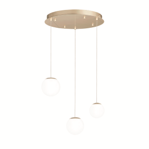 SANTOS Suspension en métal peint doré avec 3 lumières LED 35 cm