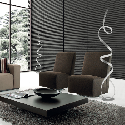 LUMEN LED floor lamp in Silver metal H160 cm
