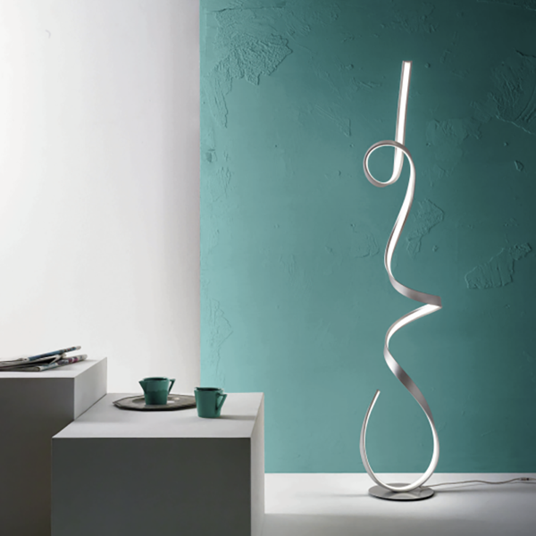 LUMEN LED floor lamp in Silver metal H160 cm