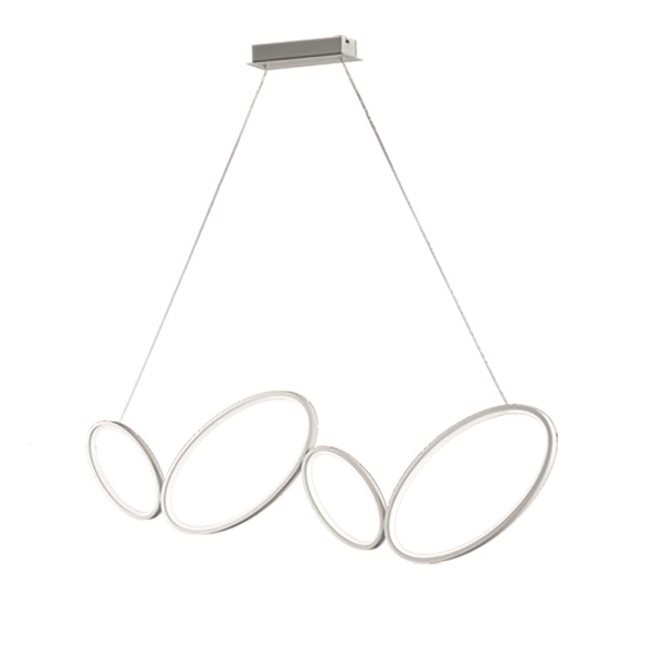 Lámpara colgante LED RICE en metal y difusor acrílico blanco 107 cm