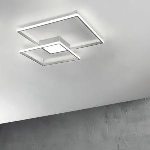 Lámpara de techo DOWEL de metal pintado plateado PEQUEÑO 55x7 cm