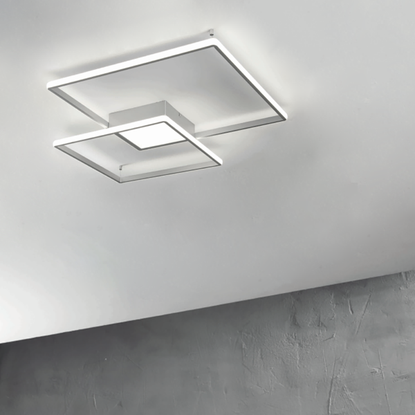 Deckenleuchte DOWEL aus SMALL Silber lackiertem Metall 55x7 cm