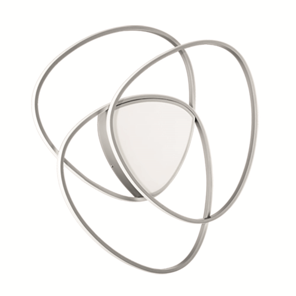 Plafón LED regulable ROSE de tamaño de metal pintado en plata D76 cm