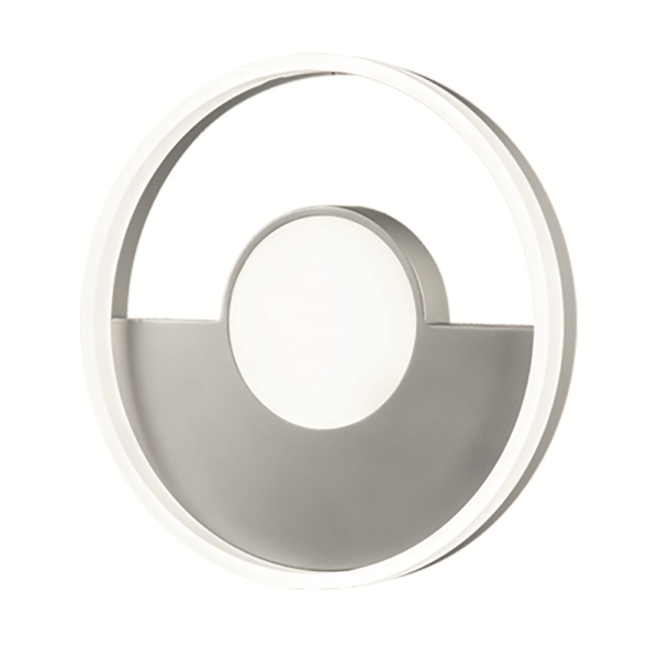 Plafón de metal plateado con difusor perimetral LED ELISA D50 cm