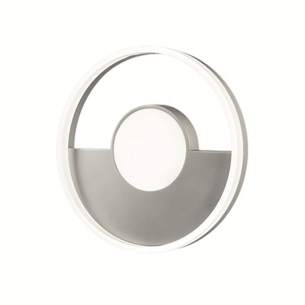 Plafoniera in metallo Argento con diffusore perimetrale D40 cm Led ELISA