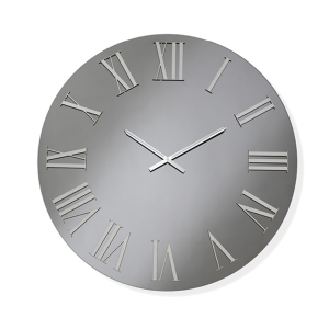 Runde Uhr D60 cm in Rauchkristall und silbernen Zahlen – TIWAR