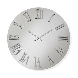 Runde Uhr D60 cm aus klarem Kristall und silbernen Zahlen – TIWAR