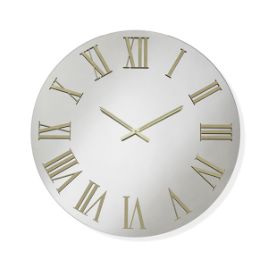 Runde Uhr D60 cm aus klarem Kristall und goldenen Zahlen – TIWAR