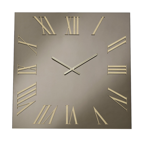 Orologio quadrato in cristallo Bronzo e numeri Oro 60x60 cm - ROGER