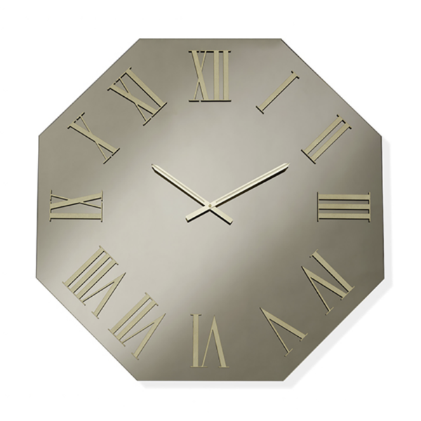 Octagonal clock 60x60 cm in Bronze crystal and Gold numbers - DYLAN