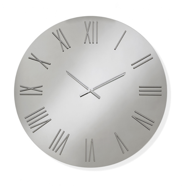 Orologio da parete rotondo D60 cm in cristallo Chiaro e numeri Argento - SEAN