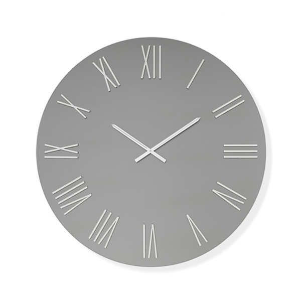 Orologio rotondo D60 cm in cristallo satinato Fumè e numeri Argento - WAYNE